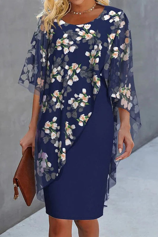 LP | Chiffon Stampa floreale Collo rotondo Mini abito casual