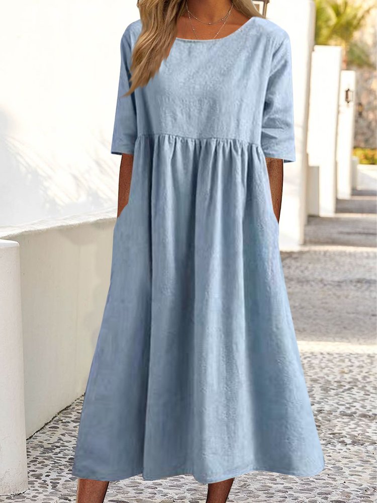 LP | Tasca monocolore Allentata Vestito midi lungo QPQ103