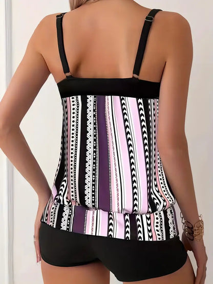 LP | Tankini a righe con stampa
