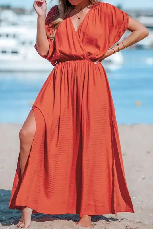 LP | Scollo overcut Orlo spaccato Maxi abito arricciato