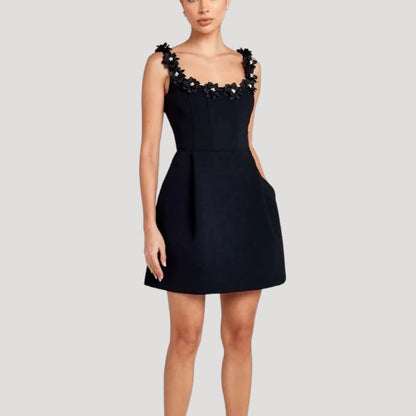 LP | Signore applique floreali a-line mini abito da festa