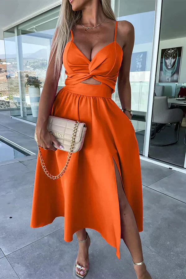 LP | Elegante abito midi con spacco e scollatura