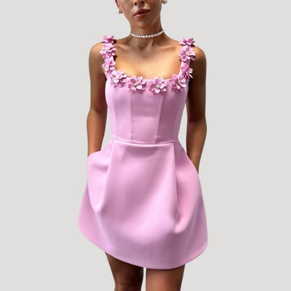 LP | Signore applique floreali a-line mini abito da festa