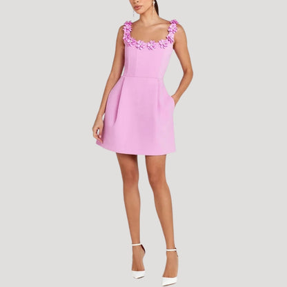 LP | Signore applique floreali a-line mini abito da festa