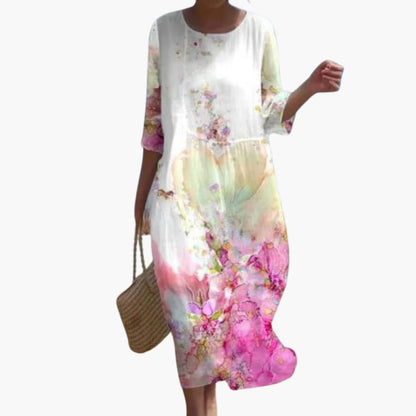 LP | Abito midi floreale da donna con maniche a 3/4 per l'estate