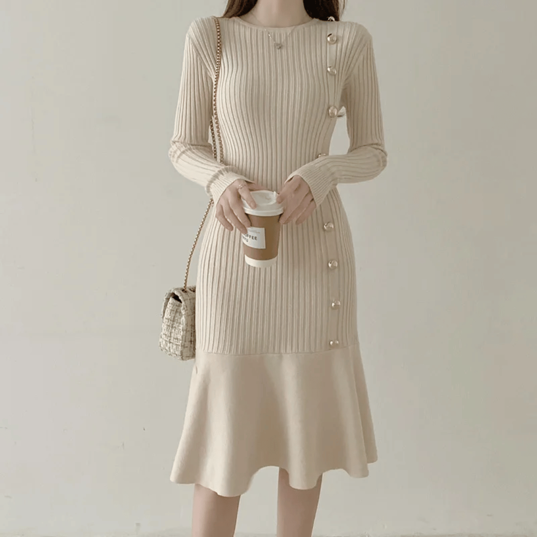 LP | abito midi elegante a coste per donna