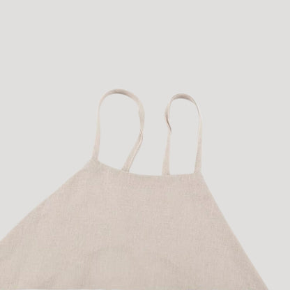 LP | Donna in lino con scollo mini abito estivo