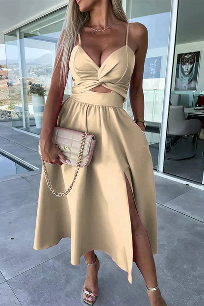 LP | Elegante abito midi con spacco e scollatura