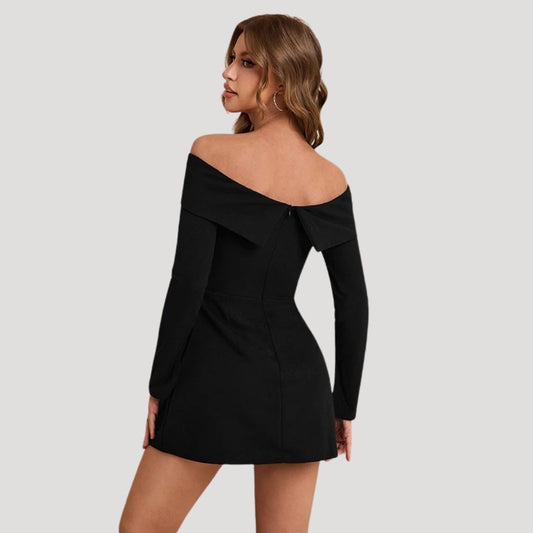 LP | Mini abito nero off-the-shoulder da donna