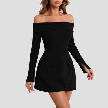 LP | Mini abito nero off-the-shoulder da donna