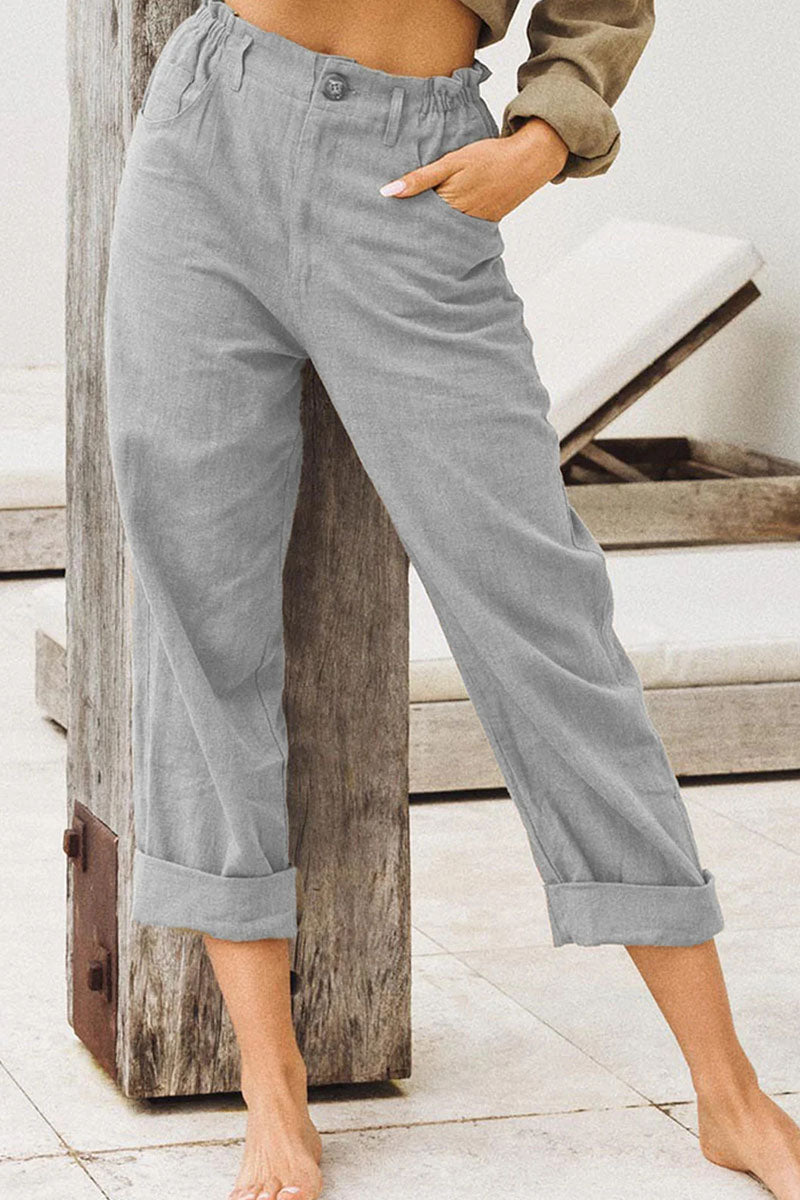 LP | Pantaloni casual solidi patchwork larghi a vita alta (4 colori)