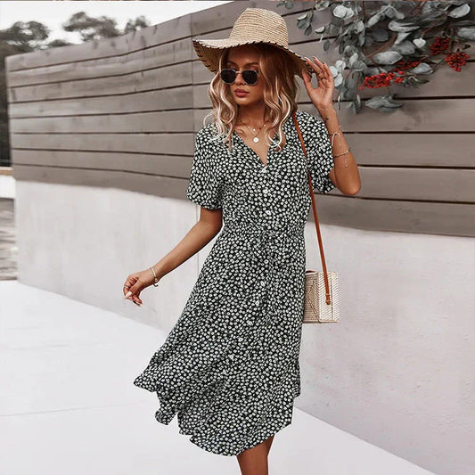 LP | abito midi chic da donna con bottoni