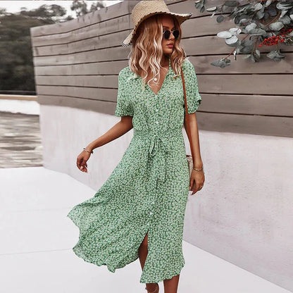 LP | abito midi chic da donna con bottoni
