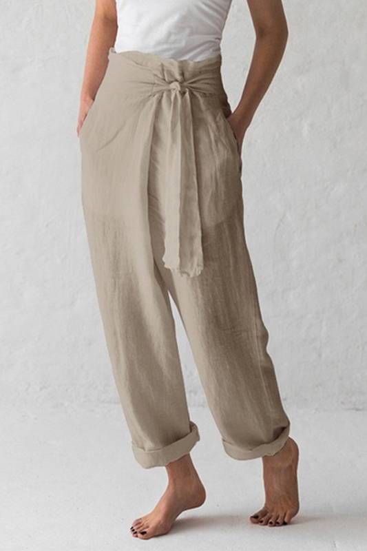 LP | Pantaloni casual con cinturino solido a vita media (3 colori)