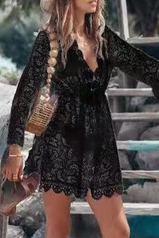 LP | Casual Holiday solido pizzo ricamato costumi da bagno coprire