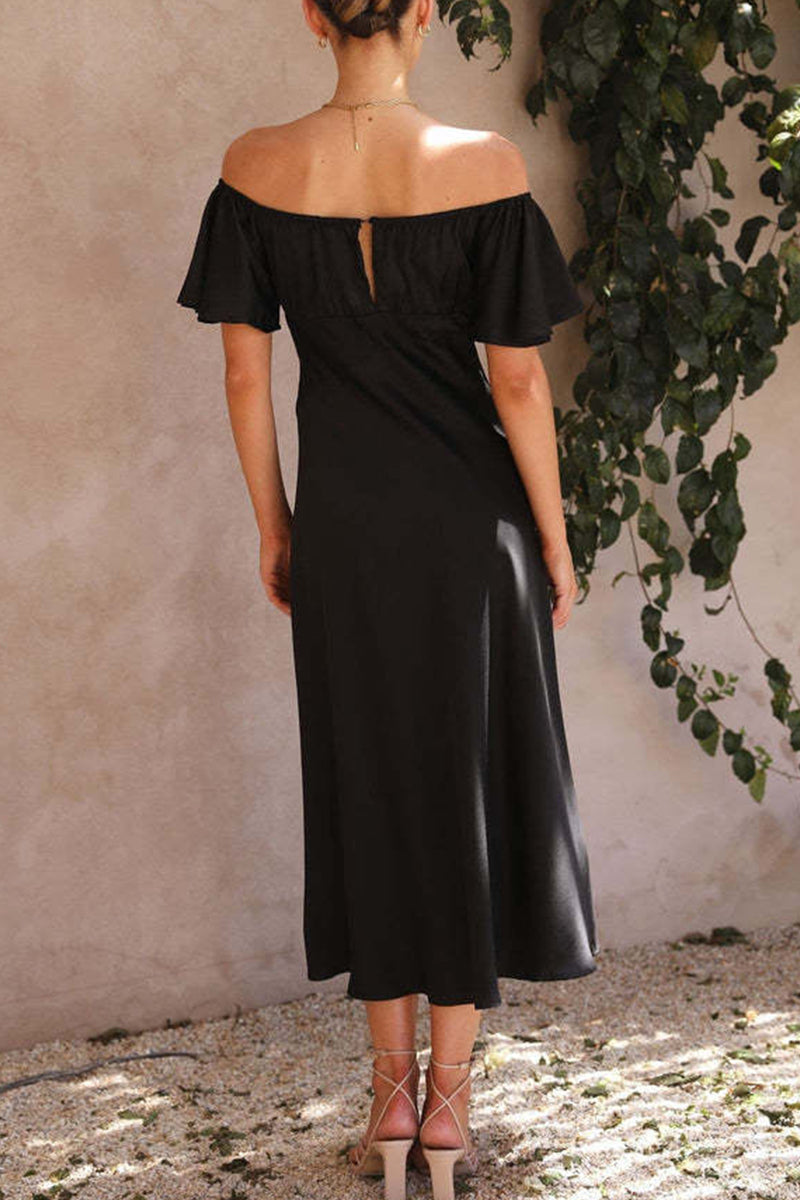 LP | Abito midi in raso con motivo bardot