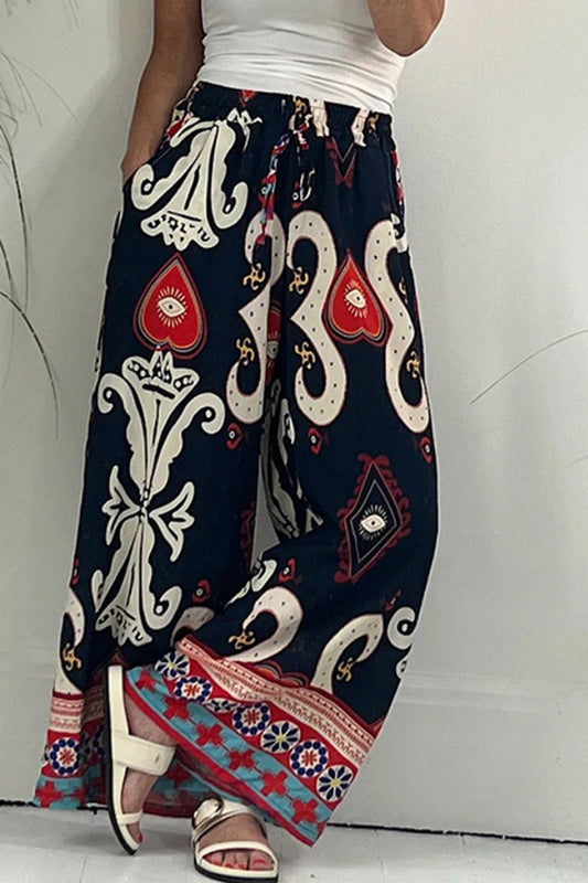 LP | Pantaloni casual stampati con tasca a gamba larga e allentata con stampa integrale
