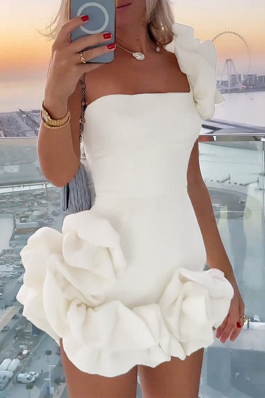 LP | Mini abito bustier con balze scultoree