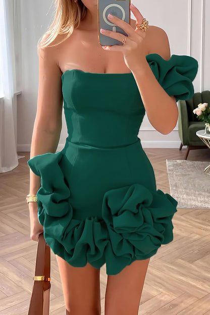 LP | Mini abito bustier con balze scultoree