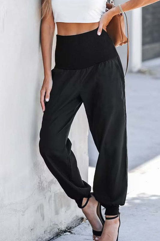LP | Pantaloni casual solidi allentati a vita alta Harlan