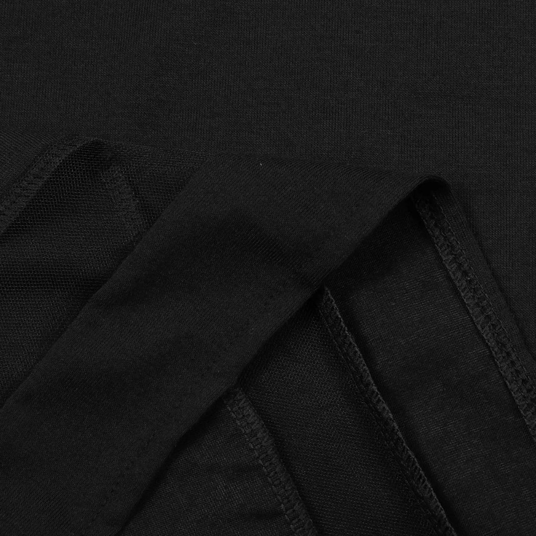 LP | Mini abito nero da donna con maniche corte in pizzo
