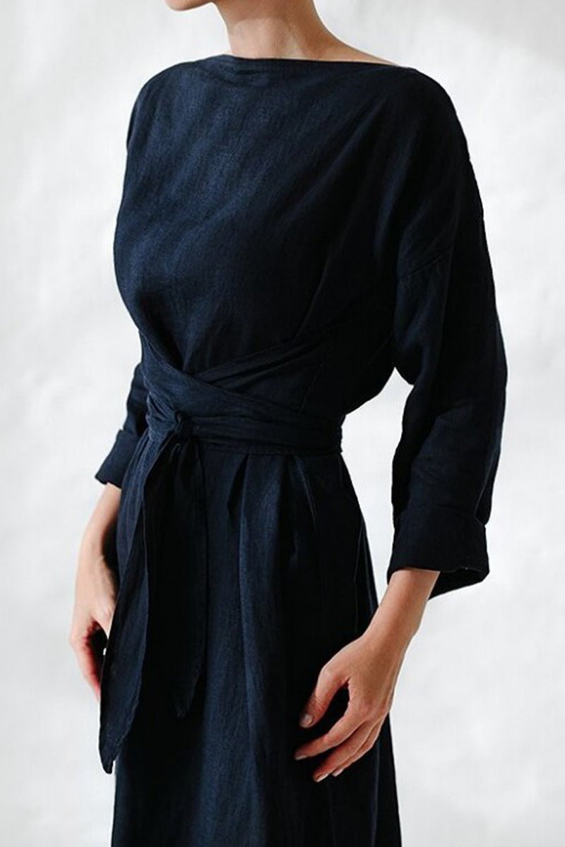 LP | Abito midi in lino con cintura