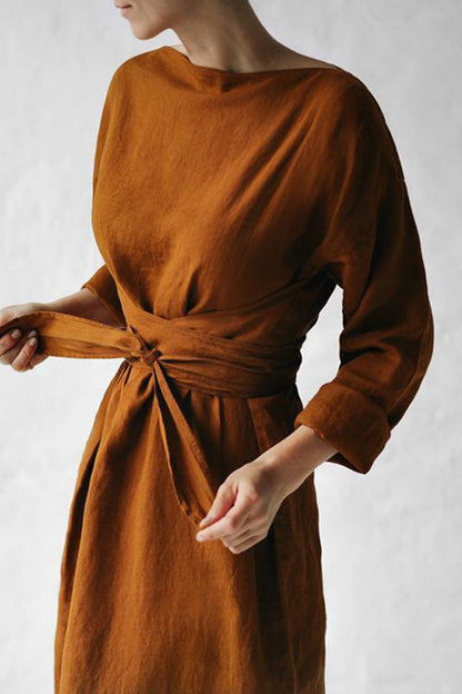 LP | Abito midi in lino con cintura