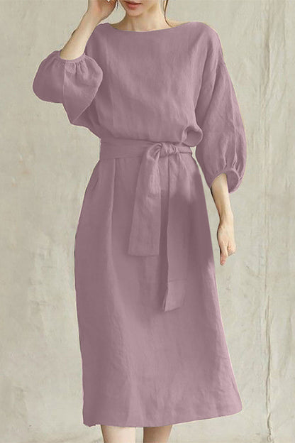 LP | Abito midi in lino con cintura