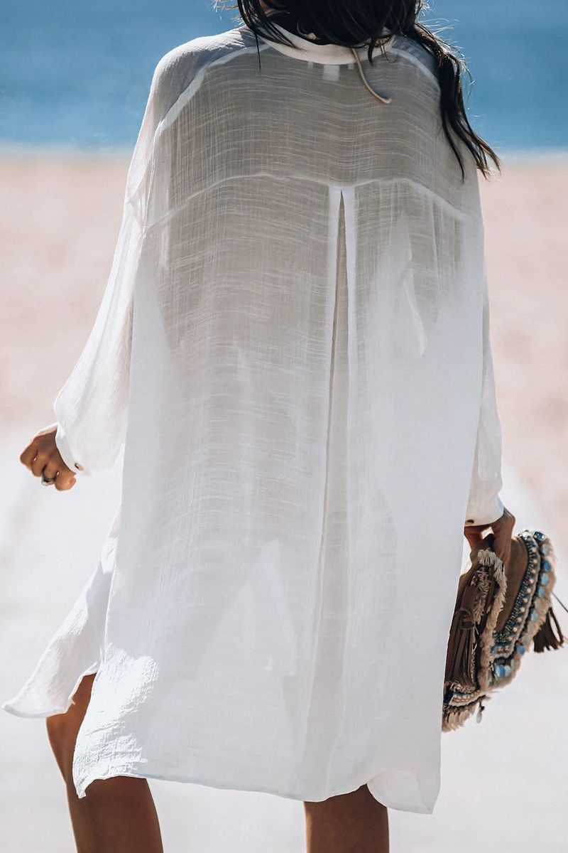 LP | Casual Holiday Solid Colour Buckle Sea-Through costumi da bagno coprire (5 colori)