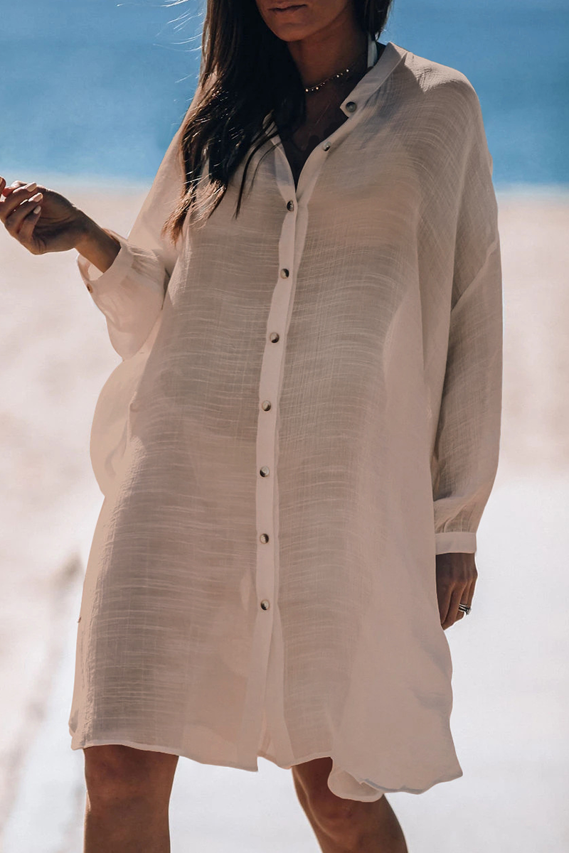 LP | Casual Holiday Solid Colour Buckle Sea-Through costumi da bagno coprire (5 colori)