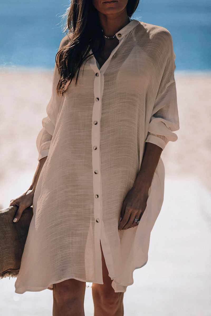 LP | Casual Holiday Solid Colour Buckle Sea-Through costumi da bagno coprire (5 colori)