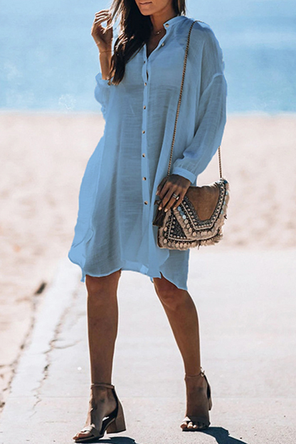 LP | Casual Holiday Solid Colour Buckle Sea-Through costumi da bagno coprire (5 colori)