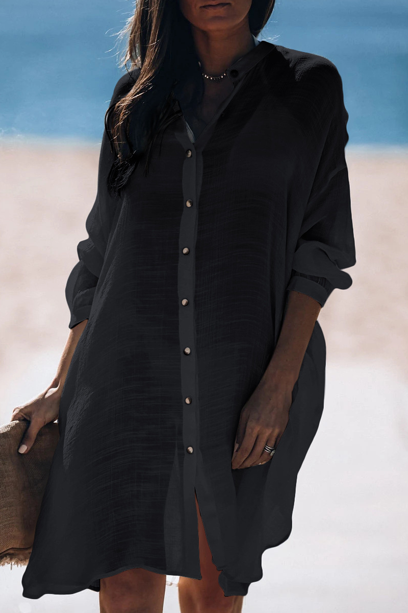 LP | Casual Holiday Solid Colour Buckle Sea-Through costumi da bagno coprire (5 colori)