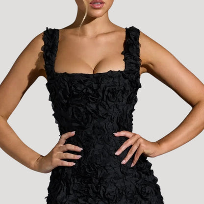LP | Mini abito floreale donna collo quadrato schiena a corsetto