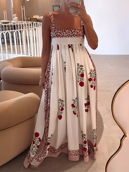 LP | Maxi abito con scollo quadrato e stampa floreale