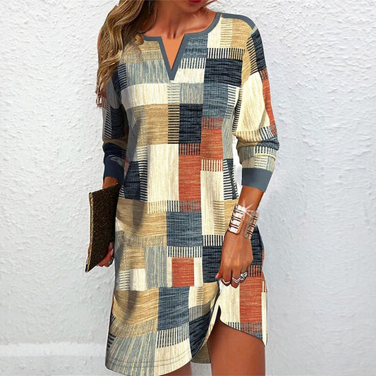 LP | Mini abito casual con scollo a V e maniche lunghe