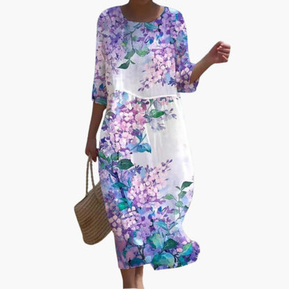 LP | Abito midi floreale da donna con maniche a 3/4 per l'estate
