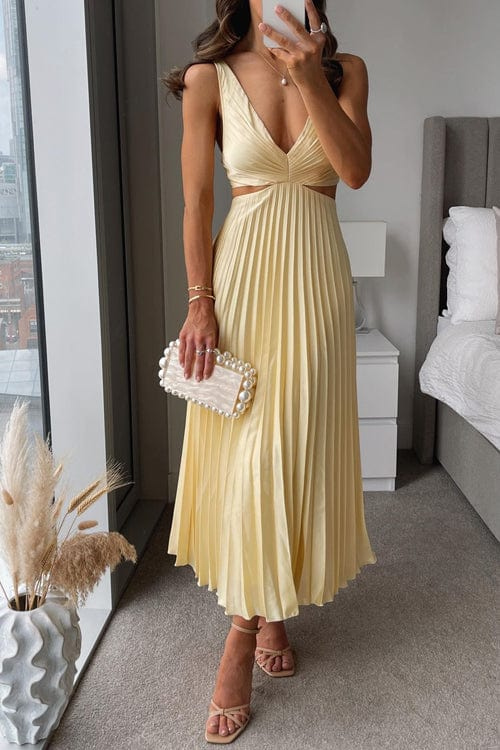 LP | Elegante abito midi in raso plissettato