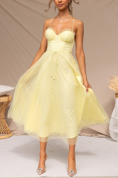 LP | Abito midi bustier in tulle