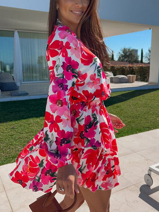 LP | Nuovo miniabito elegante con scollo a V e bordo a balze