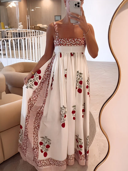 LP | Maxi abito con scollo quadrato e stampa floreale