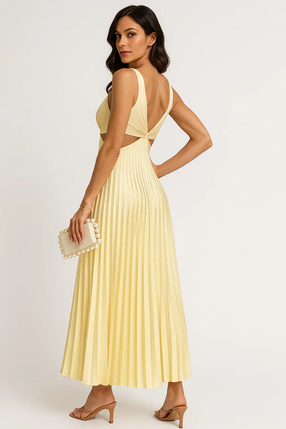 LP | Elegante abito midi in raso plissettato
