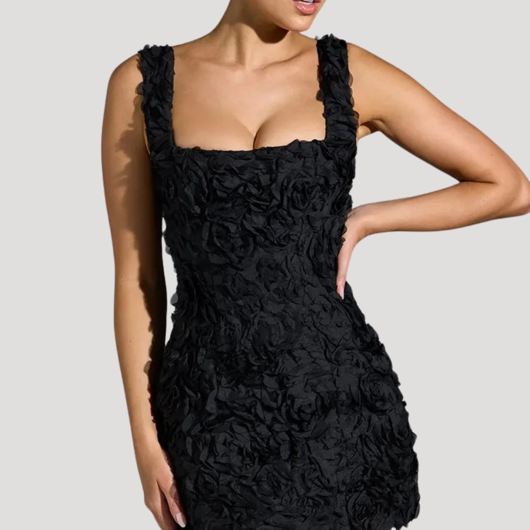 LP | Mini abito floreale donna collo quadrato schiena a corsetto