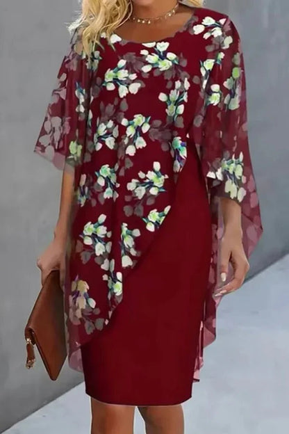LP | Chiffon Stampa floreale Collo rotondo Mini abito casual