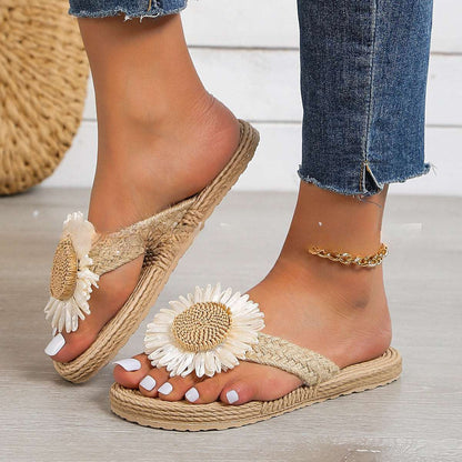 LP | Sandali piatti casual bohemien da donna con fiori