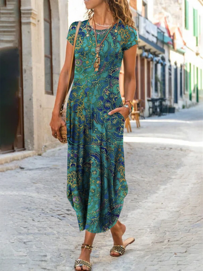 LP | Abito midi con stampa astratta