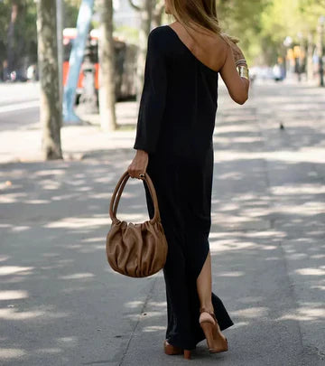 LP | Maxi abito fluido con scollatura off-the-shoulder