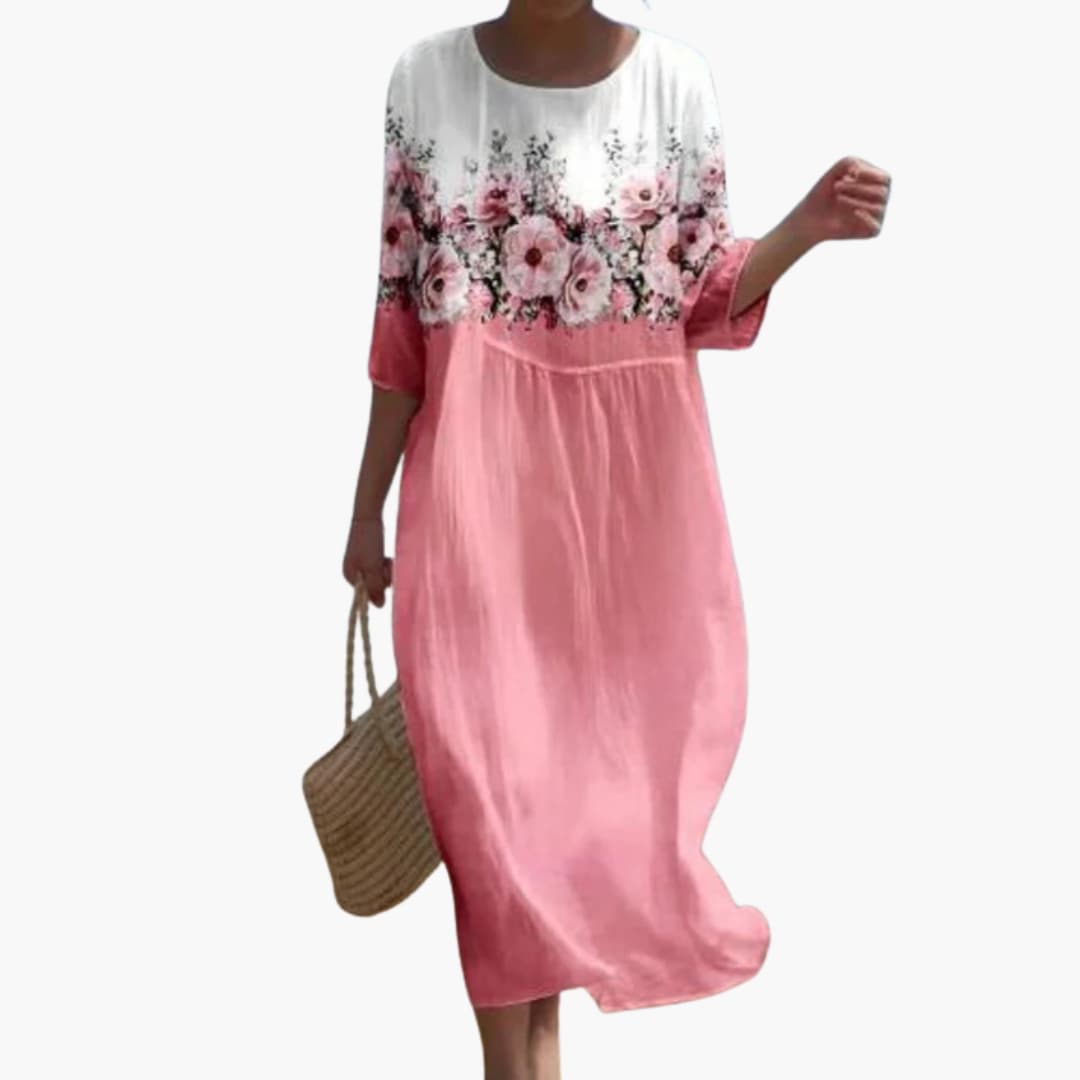 LP | Abito midi floreale da donna con maniche a 3/4 per l'estate