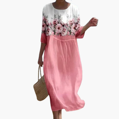 LP | Abito midi floreale da donna con maniche a 3/4 per l'estate