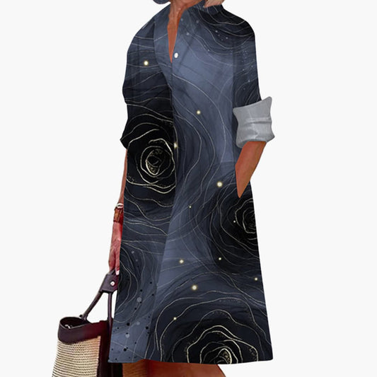 LP | Abito midi da donna con maniche lunghe e collo a camicia